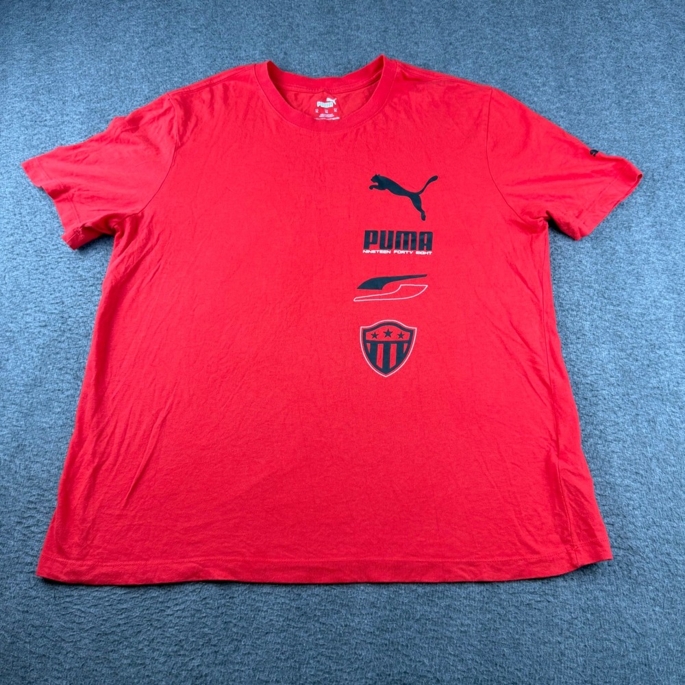 Puma Graphic T-Shirt Men's XL Red Short‎ Sleeve Nineteen Forty Eight Logo Tee